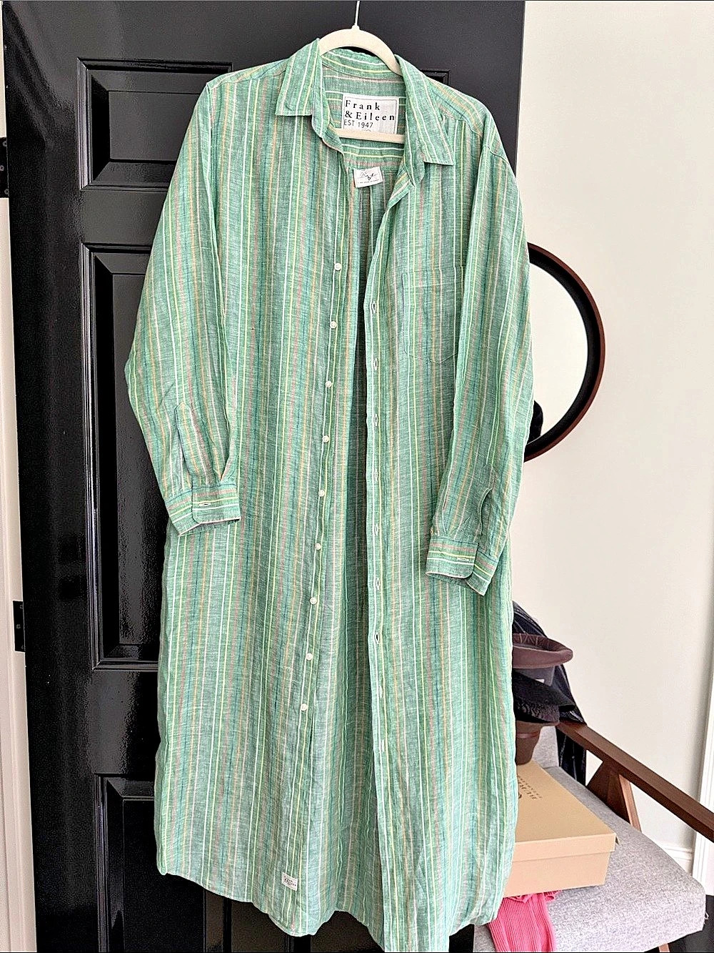 Frank & Eileen Rory Maxi Shirtdress Green & Multicolor Large